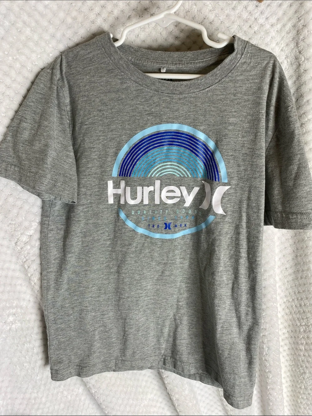 Hurley Gray Tee Shirt with Blue Aqua Logo